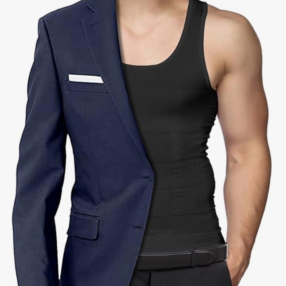 Odoland Men's Body Shaper Slimming Shirt Tummy Vest Thermal Compression Base
